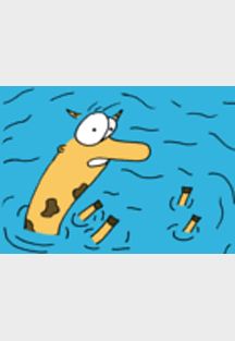 Eine Giraffe geht Baden