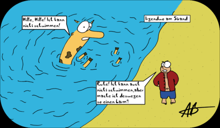 Eine Giraffe geht Baden