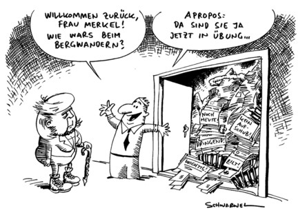 Angela Merkel kehrt aus dem Urlaub zurück und es gibt viel zu tun!