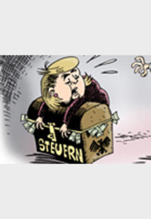 Merkel sitzt auf den Steuern