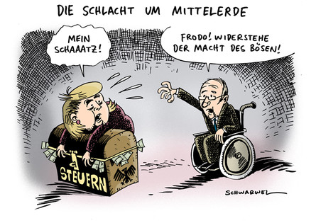 Merkel sitzt auf den Steuern
