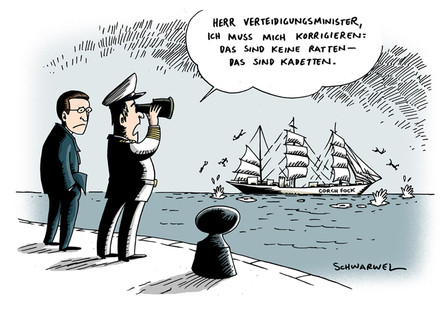 Verteidigungsminister sieht Schiff beim Sinken zu