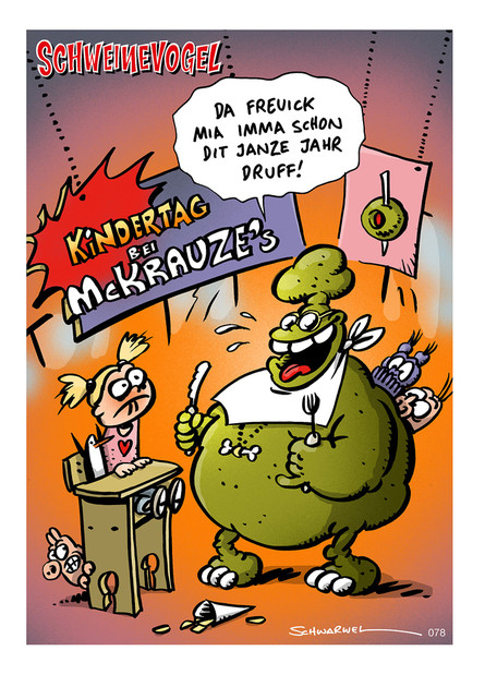 Schweinevogel Cartoon Kindertag